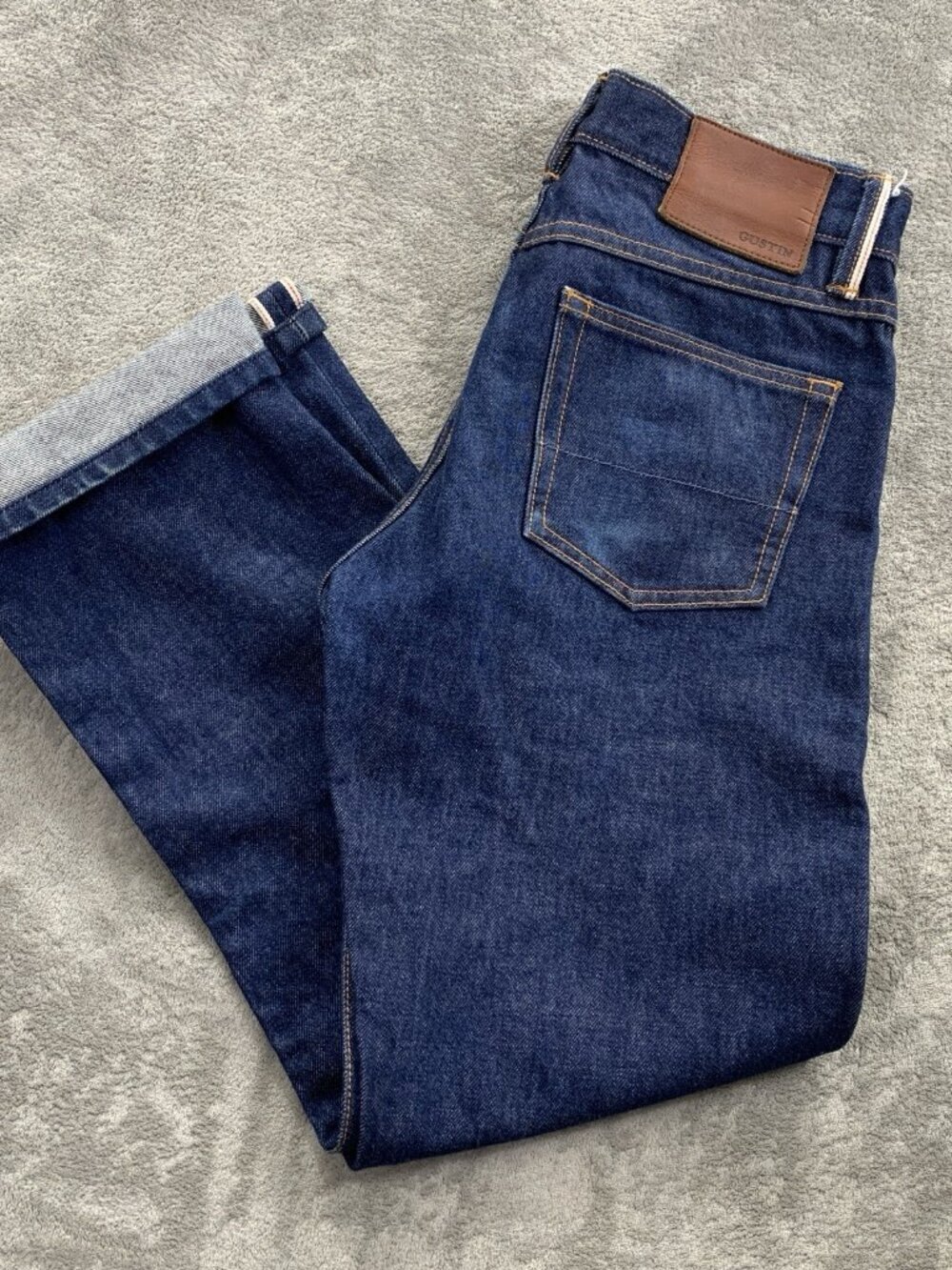 Gustin Jeans Mens 31x28” Dark Blue Selvedge Slim Fit California Denim Button Fly